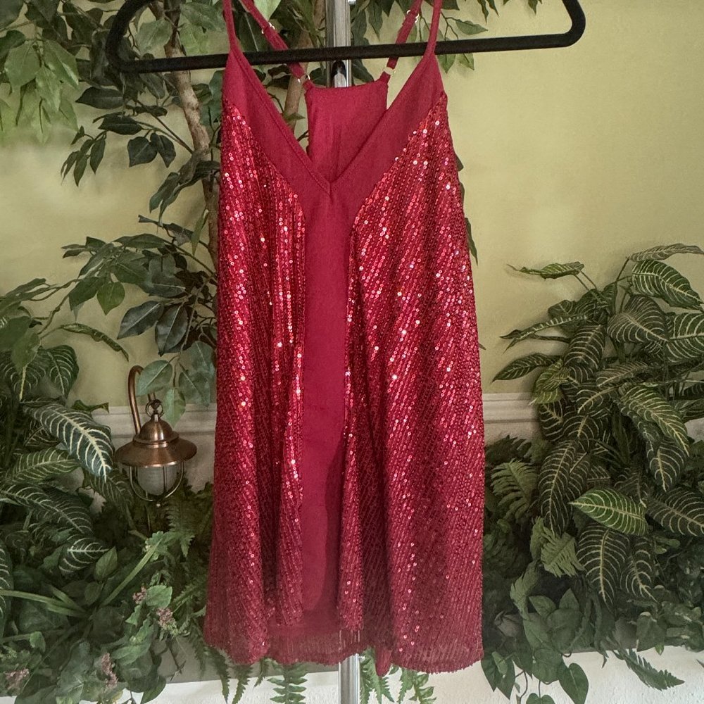 Spaghetti Strap Sequin Racer Back Tank Top